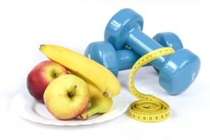 healthy food and a tape measure weight loss